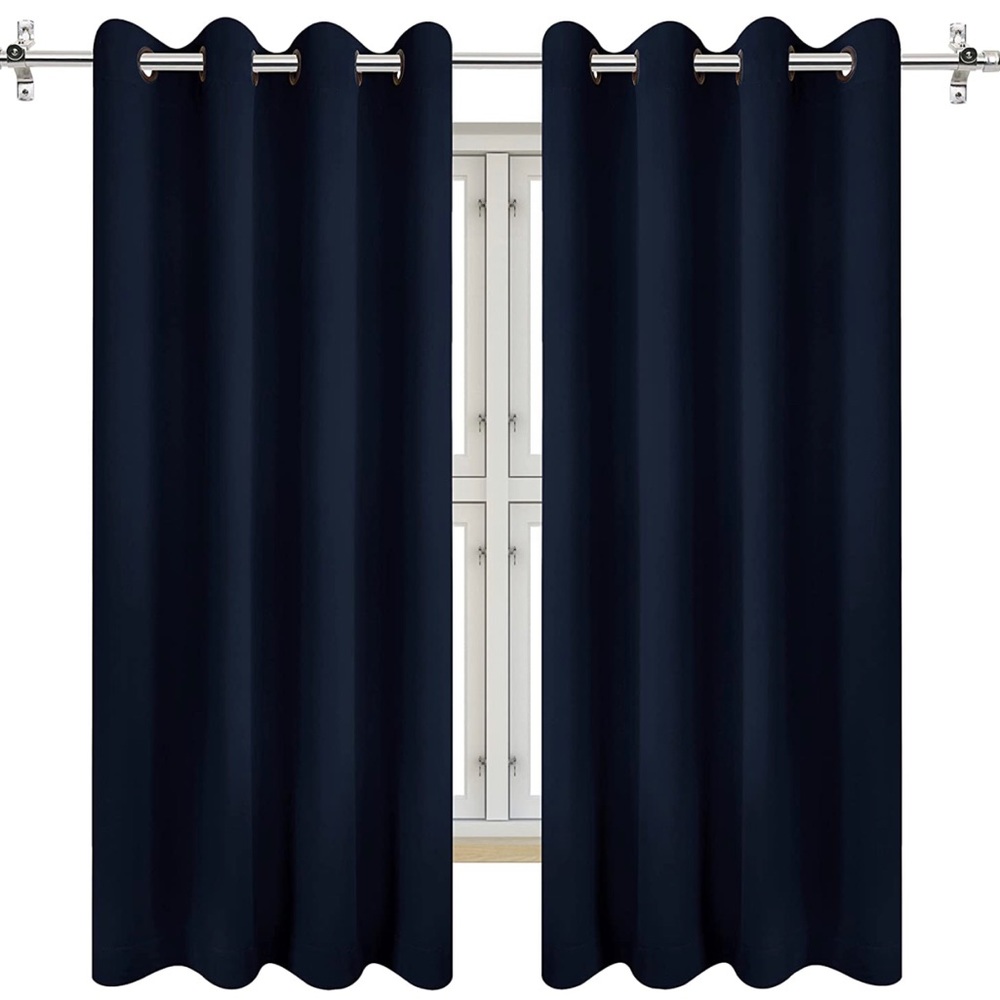 Navy Blue Blackout Curtains Grommet 2 Panels 52W x 63L inches
